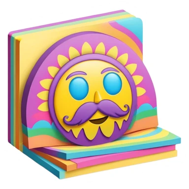 3D, psychedelic colored hippie style sticky note sticker