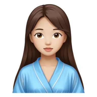 girl aesthetic emoji, asian beautiful make up long brown hair shower clothes sticker