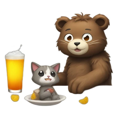 cat drink a bear with luffy sticker