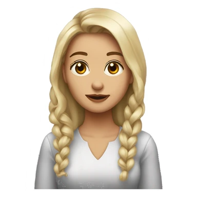 девушка с каштановыми волнистыми волосами, карими глазами, курносым носом показывает класс sticker