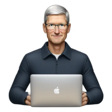 tim cook with a macbook pro sticker