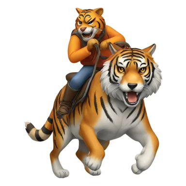 Tiger riding a wolf sticker