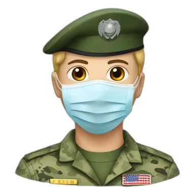 a military Headshot in a Medical masks sticker