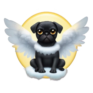 Black Pug with angel wings and halo sticker