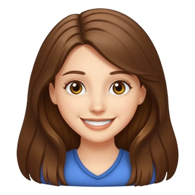 happy white long brunette hair girl with hazel eyes smiling sticker