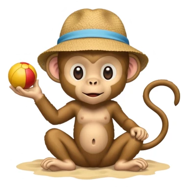 Monkey playing at the beach  sticker