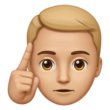 emoji of a hand pointing at the forehead area on a human face, simple cartoon style sticker