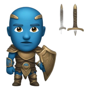 A blue skinned bronce age warrior sticker