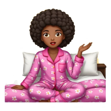 Black girl dark skin with afro Hair wake up of her bed in the morning whit the Sun. She has big lips and a beautiful pijama sticker