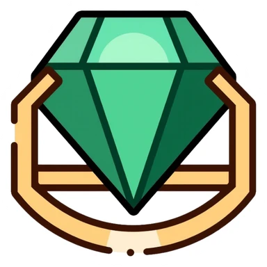 Elegant diamond ring with gold band and emerald-shaped diamond gemstone sticker