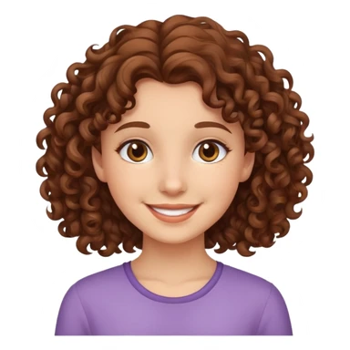 smiling girl with brown curly hair sticker