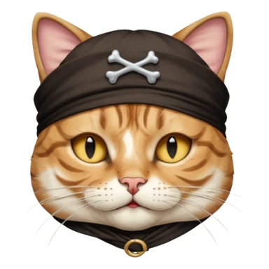 pirate cat with one closed eye with eye mask sticker