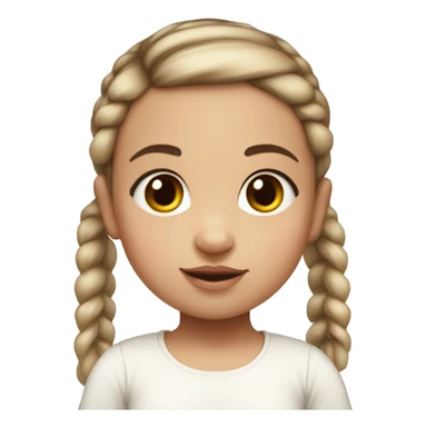 baby girl with super straight brown pigtails on top of head,  big black eyes and pale white fair skin no braids with pigtails sticker