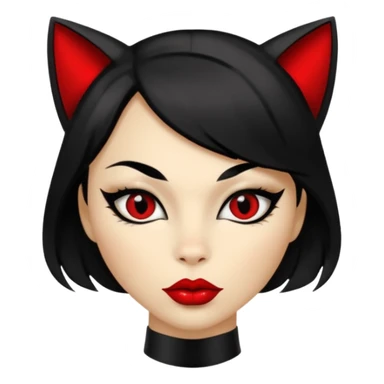 Cat woman goldish skin dark black eyes with black eyeliner dark hair big lips  sticker