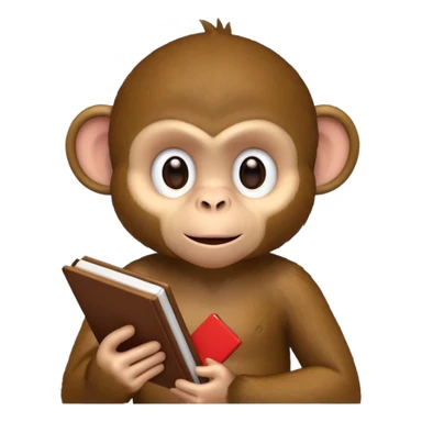 Monkey holding an iPhone with a book in the other hand sticker