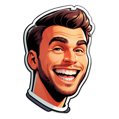 Giga chad guy with extreme smile  sticker