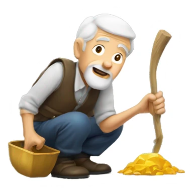 Old man digging for gold sticker