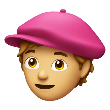 One-Raspberry colored beret hat not on a person sticker