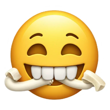 Smiling emoji with bone in mouth sticker