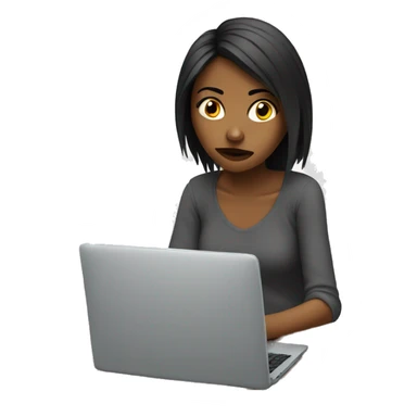 bored girl with computer sticker