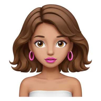 tan girl with long eyelashes wavy brown hair and white tube top sticker