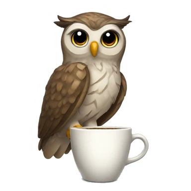 Owl with a little cup sticker