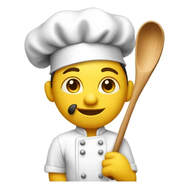 Chef, yellow skin. with a wooden ladle in one hand, a camera in the other hand. sticker