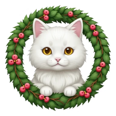 wreath white cat sticker