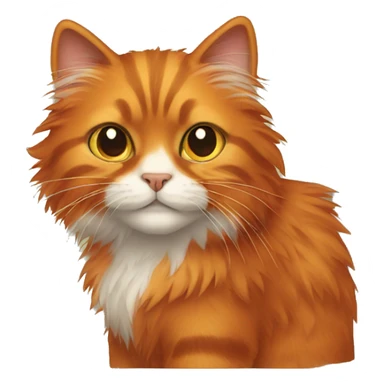 Dark orange fluffy cat sticker