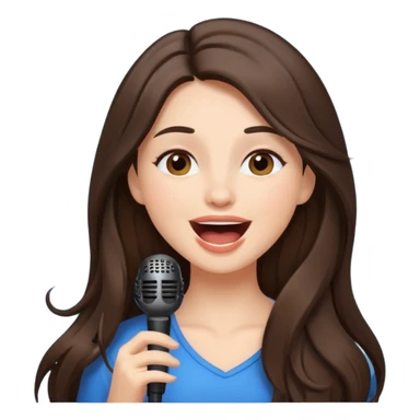 Gorgeous brunette girl with long hair having fun, singing laughing sticker