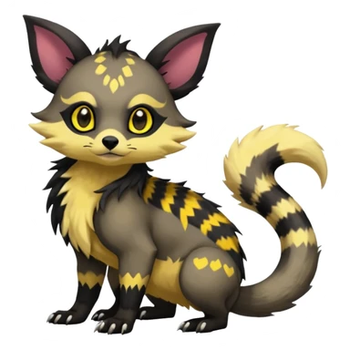 Rare warm-colored exotic cute epic aesthetic gothic colorful Salandit-Eevee-Civet-species-Fakemon-hybrid-creature, with wild markings, full body sticker