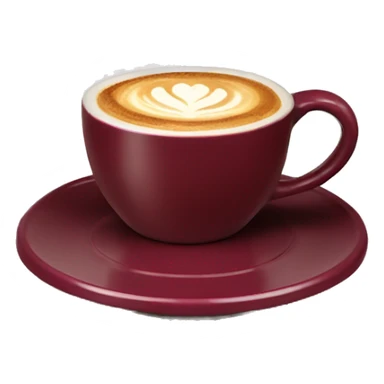 cappuccino in a burgundy mug with saucer sticker