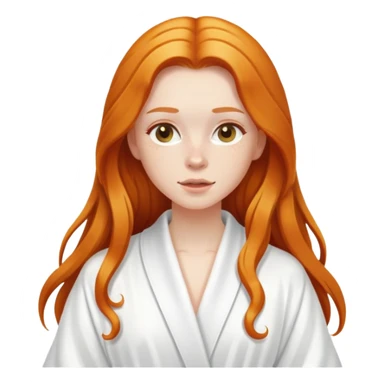 Ginger girl in white robe long wet hair relaxing skin care sticker