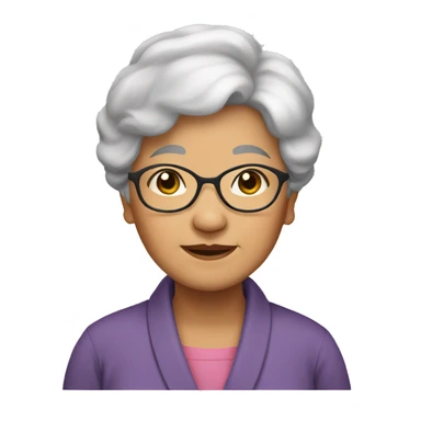 Asian Grandma black hair with love sticker