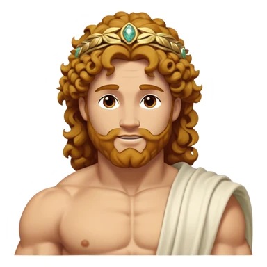 Cinematic Realistic Hercules Portrait, head tilted dramatically with an exaggeratedly amused expression, blending the fierce valor of the Hercules with the classic elegance of Michelangelo's David. His light tan skin and thick, curly, golden brown hair, rendered with meticulous classical detail, frame a face of heroic determination and playful charm. Clad in a gracefully draped white robe adorned with subtle golden embellishments and accented by a distinguished Greek laurel wreath, dynamic lighting accentuates both his formidable physical power and his approachable, spirited demeanor. sticker