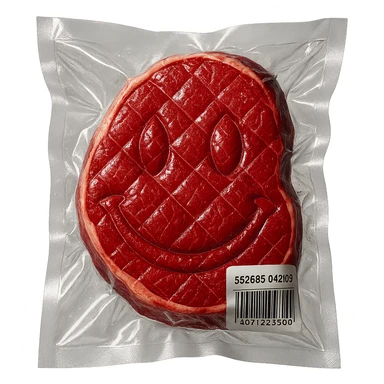 diamond-textured meat steak, shiny and inflated, no background sticker
