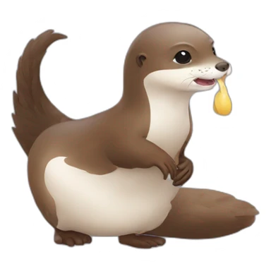 Loutre qui mange une poule sticker