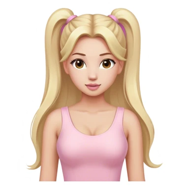 Beautiful woman with long blonde ponytails wearing light pink bodycon dress sticker