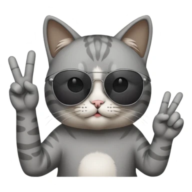 a cat wearing sunglasses a saying peace out on his head there would be written peace out and he will do the pose for peace out sticker