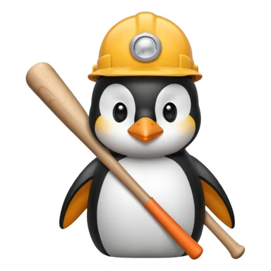 Penguin Construction Worker with baseball bat sticker