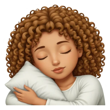 tan girl with curly hair sleeping sticker