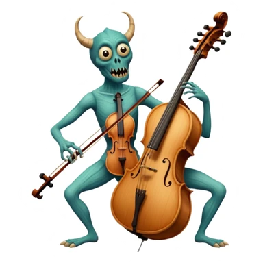 a monster of some kind with some sort of instrument as a part of its body sticker