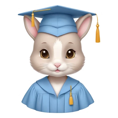 CUTE LITTLE BUNNY in LIGHT BLUE graduation uniform graduation cap sticker