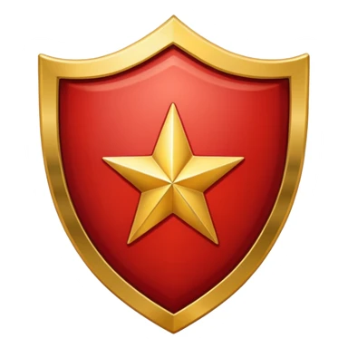 Crimson red shield with star sticker