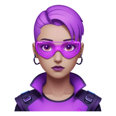 neutre gender neon cyberpunk light purple, I don't want you to use props, não utilizar óculos sticker