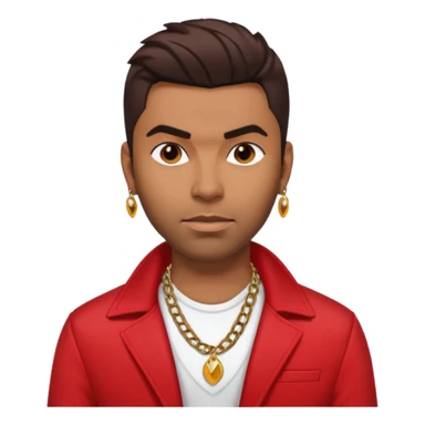 Ginuewine with dark brown hair, chest out with necklace, red jacket sticker