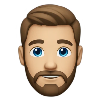 White man with a slight sun kissed tan, blue eyes and brown hair. He has a beard and mustache trimmed. Wears black clothing and wears his hair styled sideways backwards. sticker