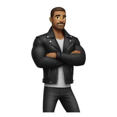 Muscular man in biker jacket  sticker