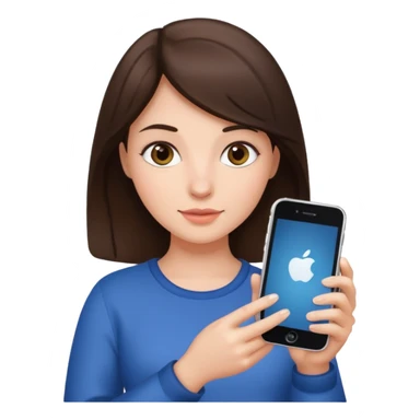 A brunette girl with iphone 15 sticker