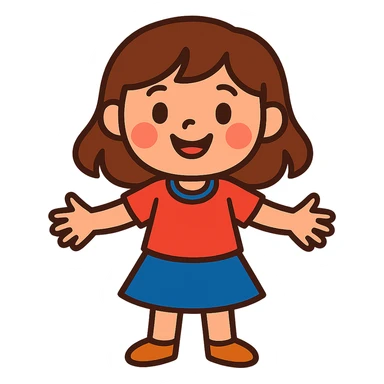 vibrant toon style cute girl with brown hair sticker